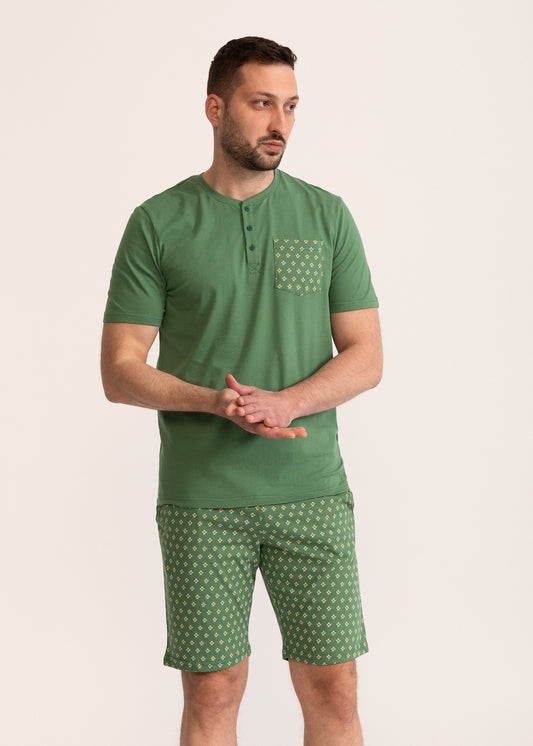 Pijama Bărbați Vert Bumbac