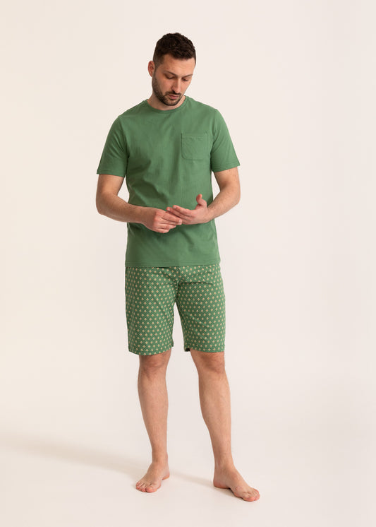 Pijama Bărbați Vert Bumbac