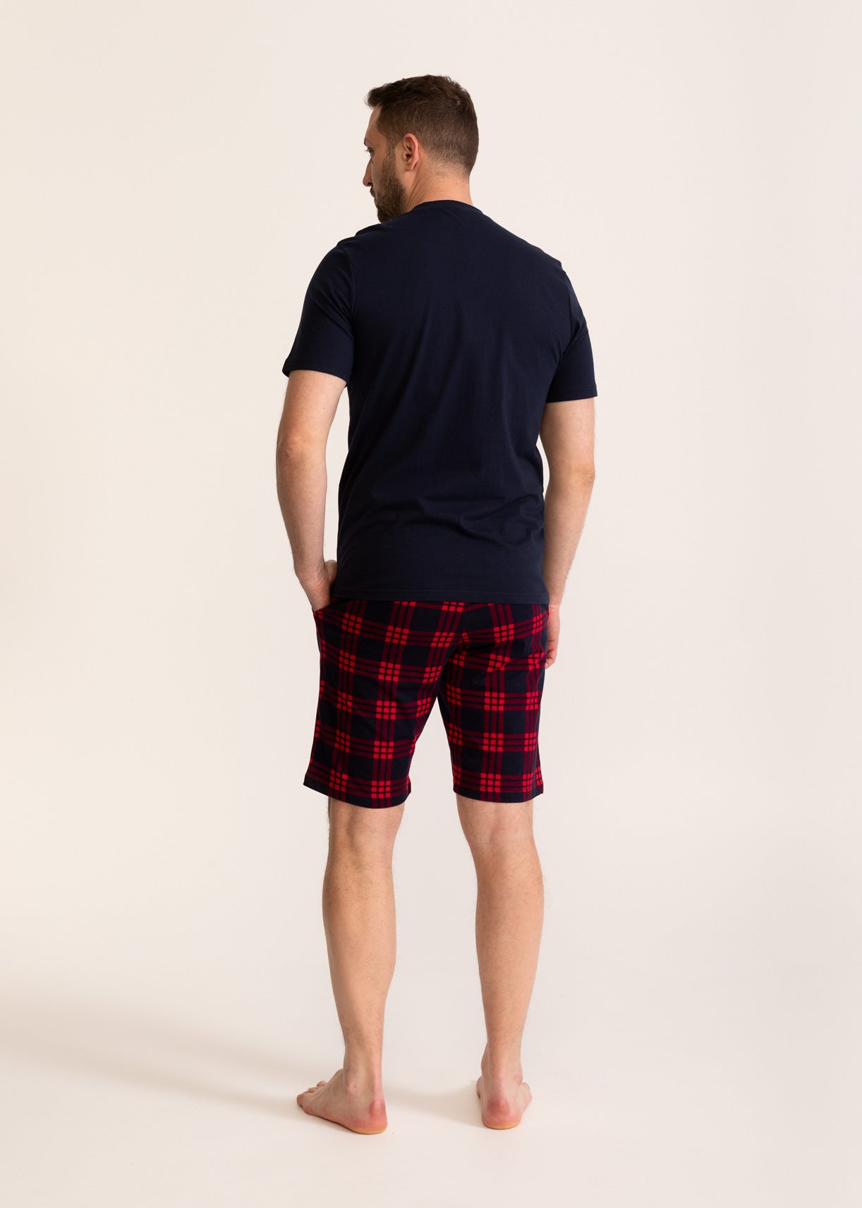 Pijama Bărbați Tartan Bumbac