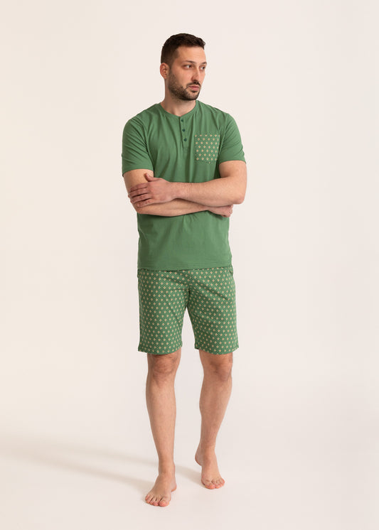Pijama Bărbați Vert Bumbac