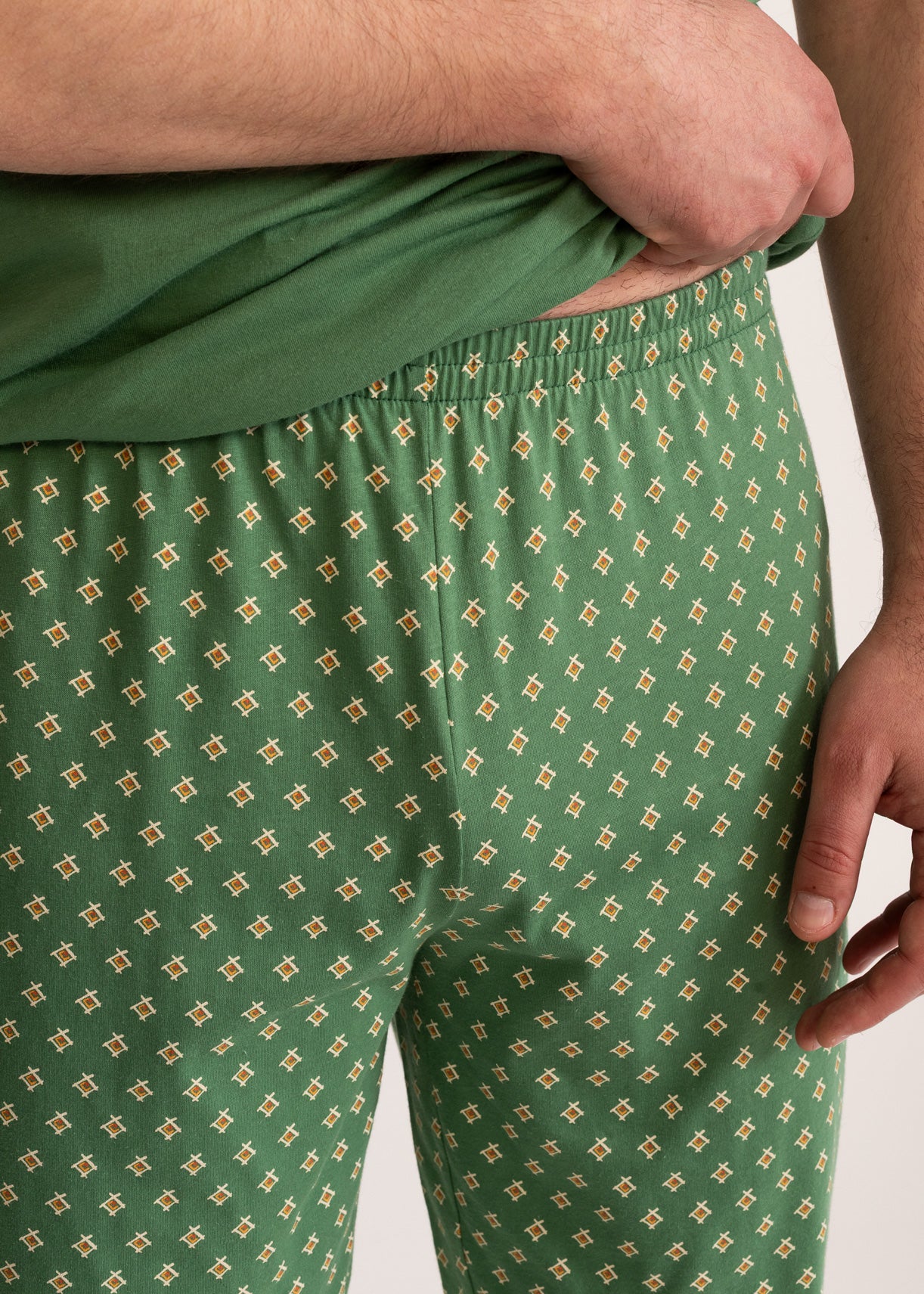 Pijama Bărbați Vert Bumbac