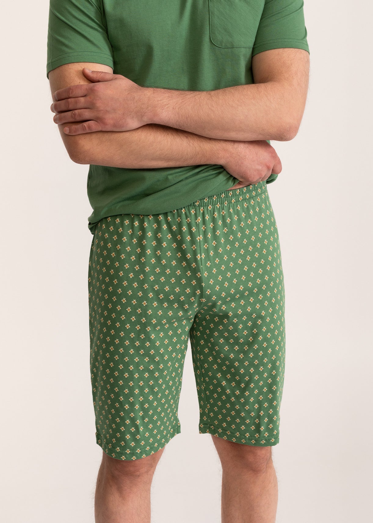 Pijama Bărbați Vert Bumbac