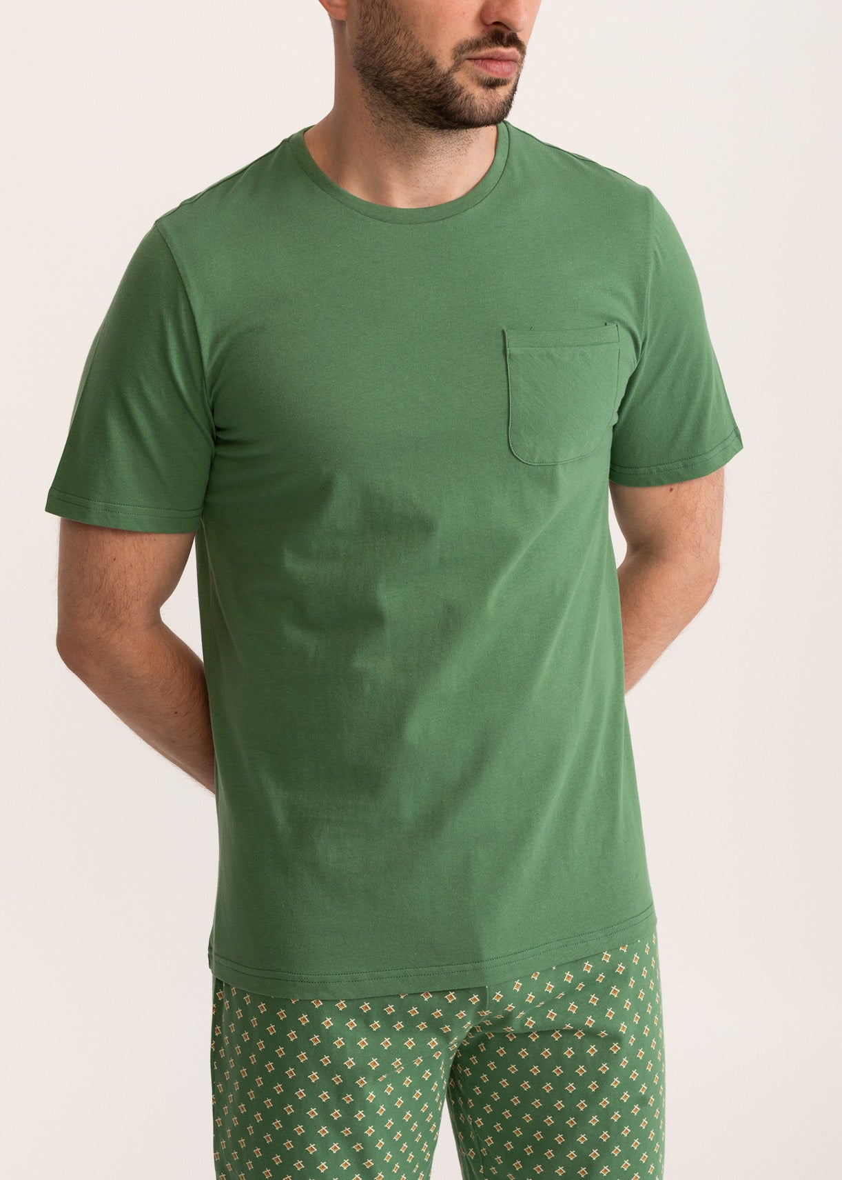 Pijama Bărbați Vert Bumbac