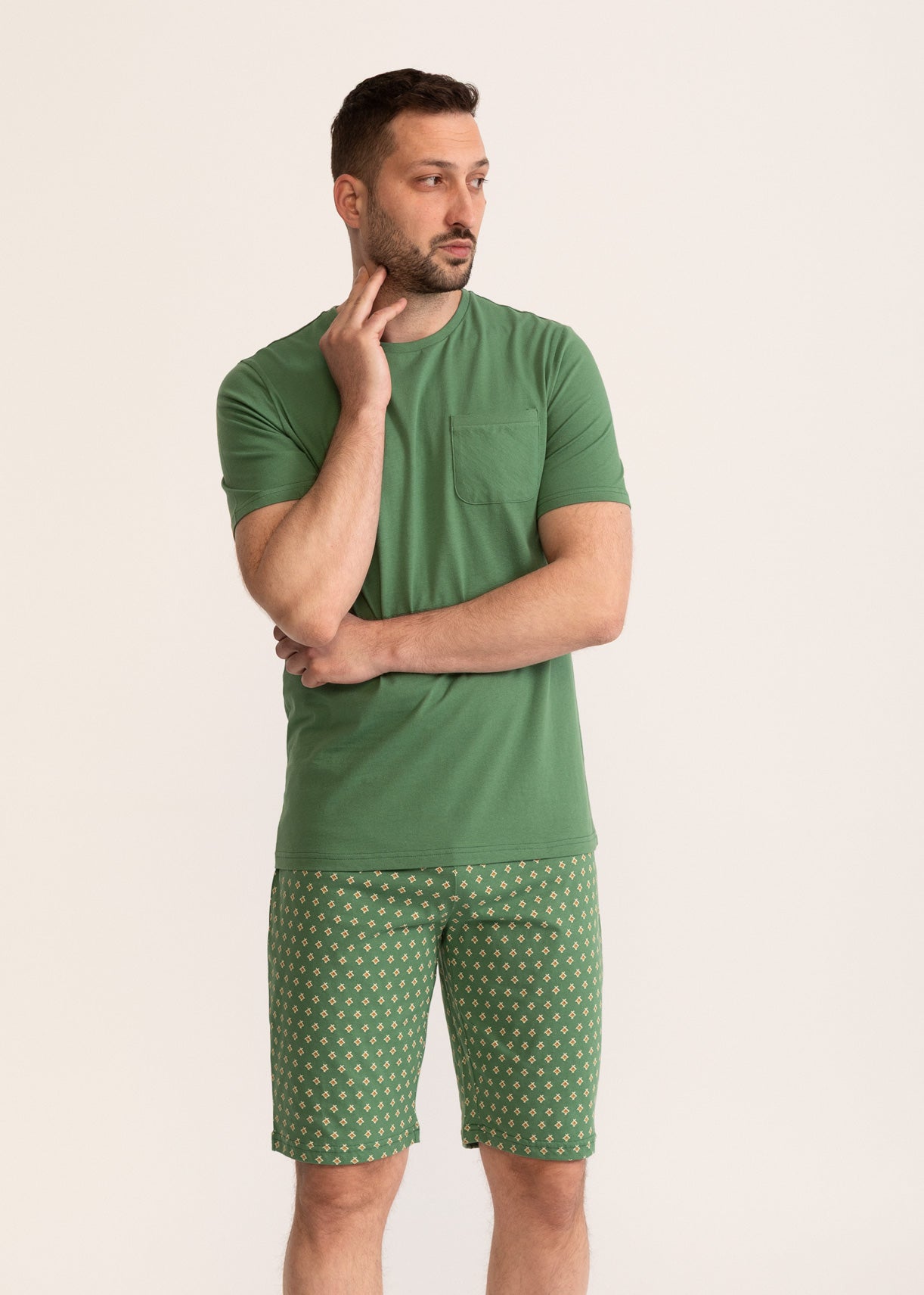 Pijama Bărbați Vert Bumbac