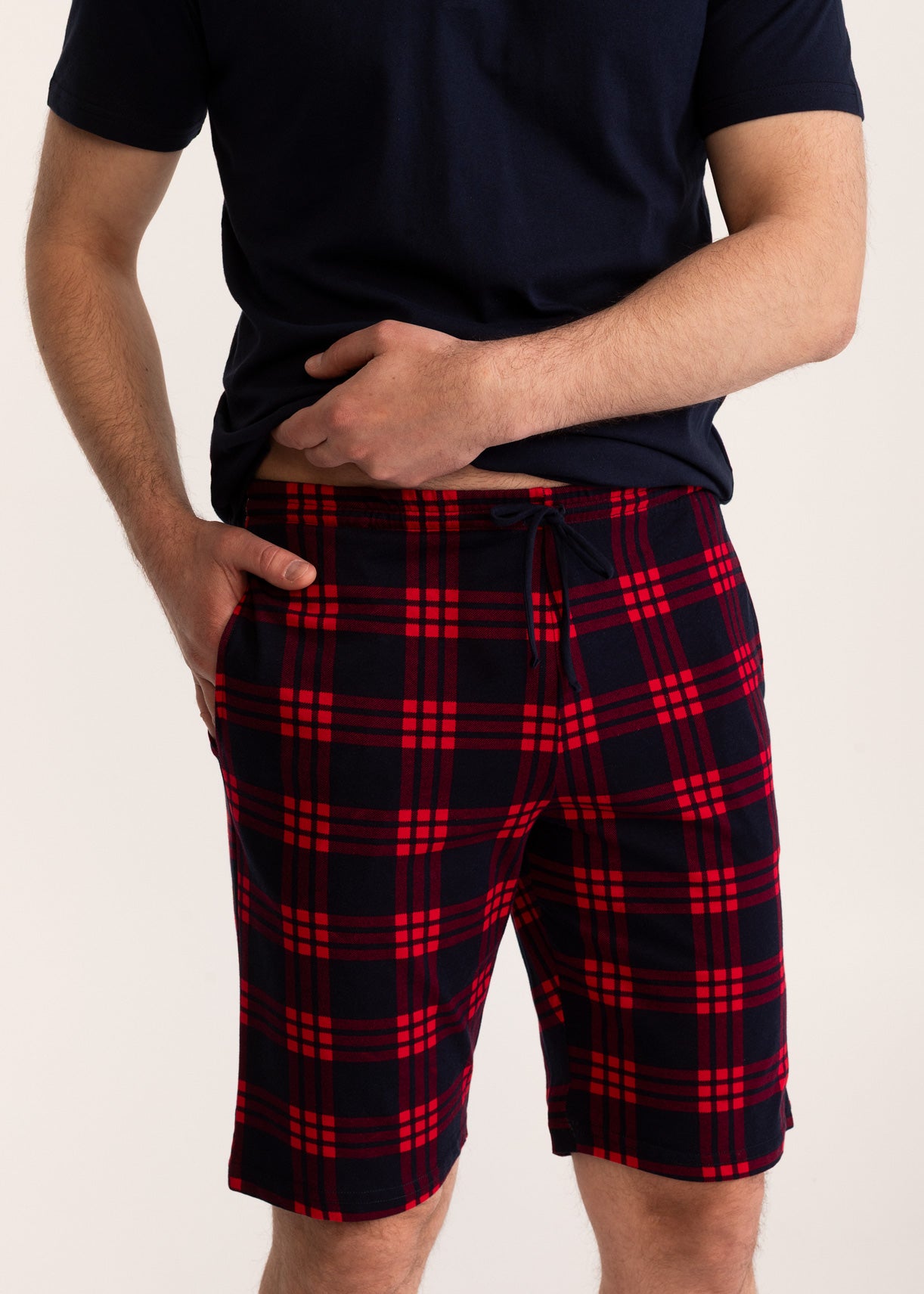 Pijama Bărbați Tartan Bumbac
