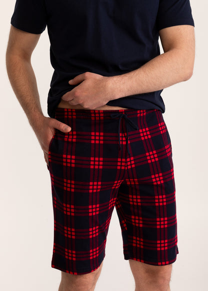 Pijama Bărbați Tartan Bumbac